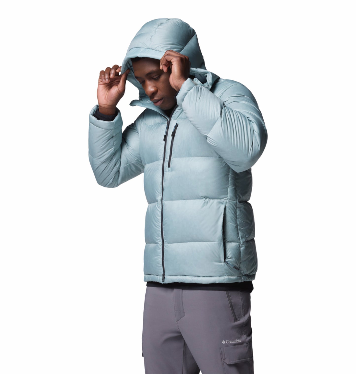 Columbia Men Blue Omni-Heat Inifnity Cloudview Hooded Down Jacket