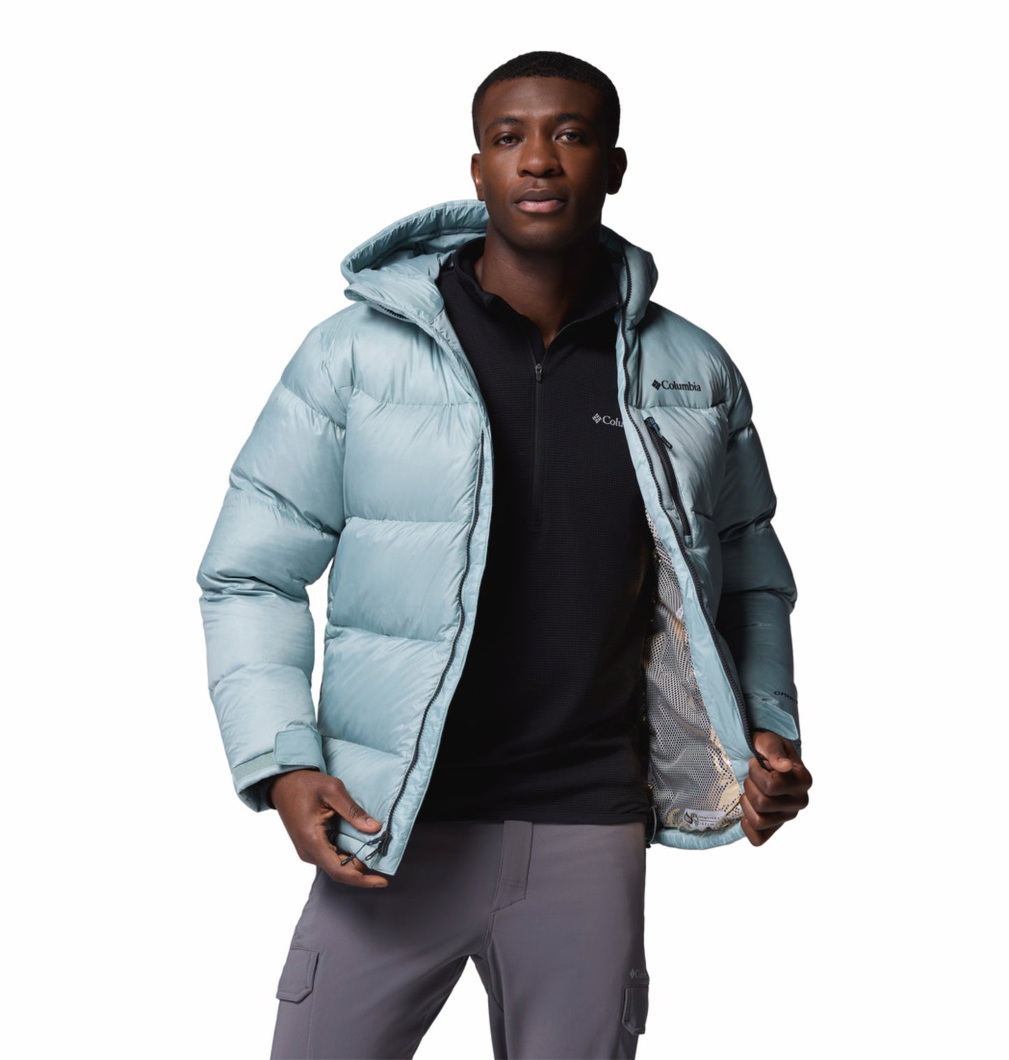 Columbia Men Blue Omni-Heat Inifnity Cloudview Hooded Down Jacket