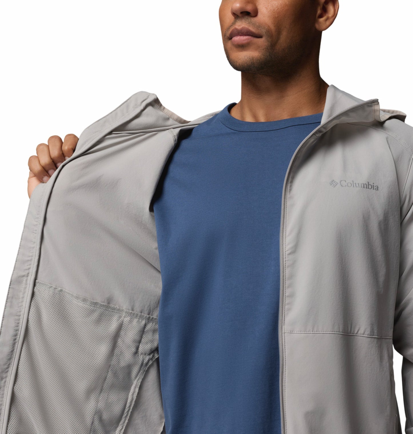 Columbia Men Light Grey Omni-Shield Trailborne Windbreaker