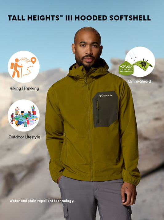 Columbia Men Olive Green Omni-Shield Tall Heights III Soft Shell Jacket