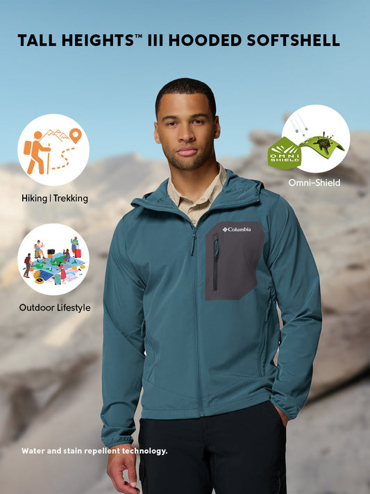 Columbia Men Blue Omni-Shield Tall Heights III Soft Shell Jacket