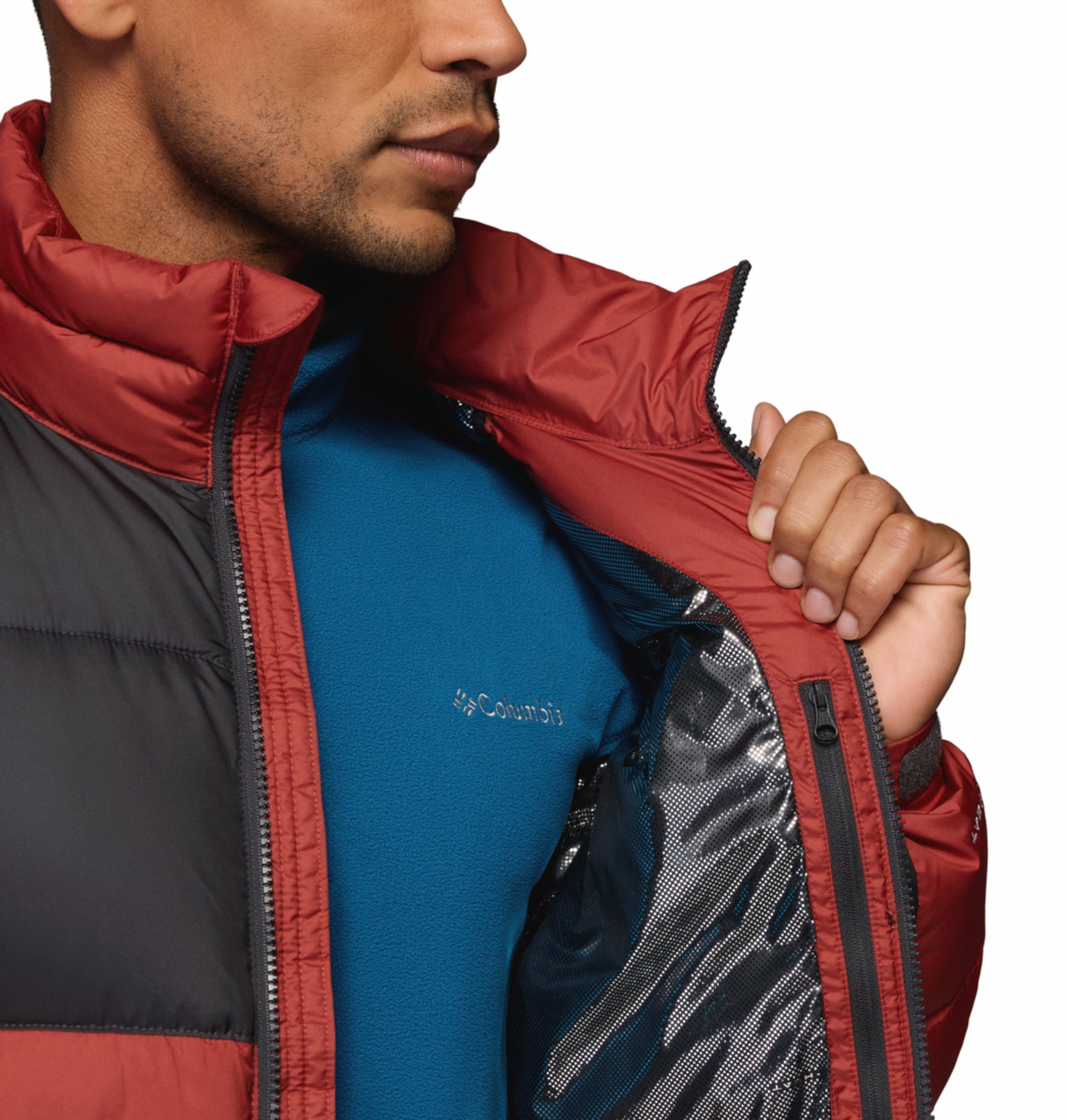 men red omni heat reflective pike lake ii down jacket