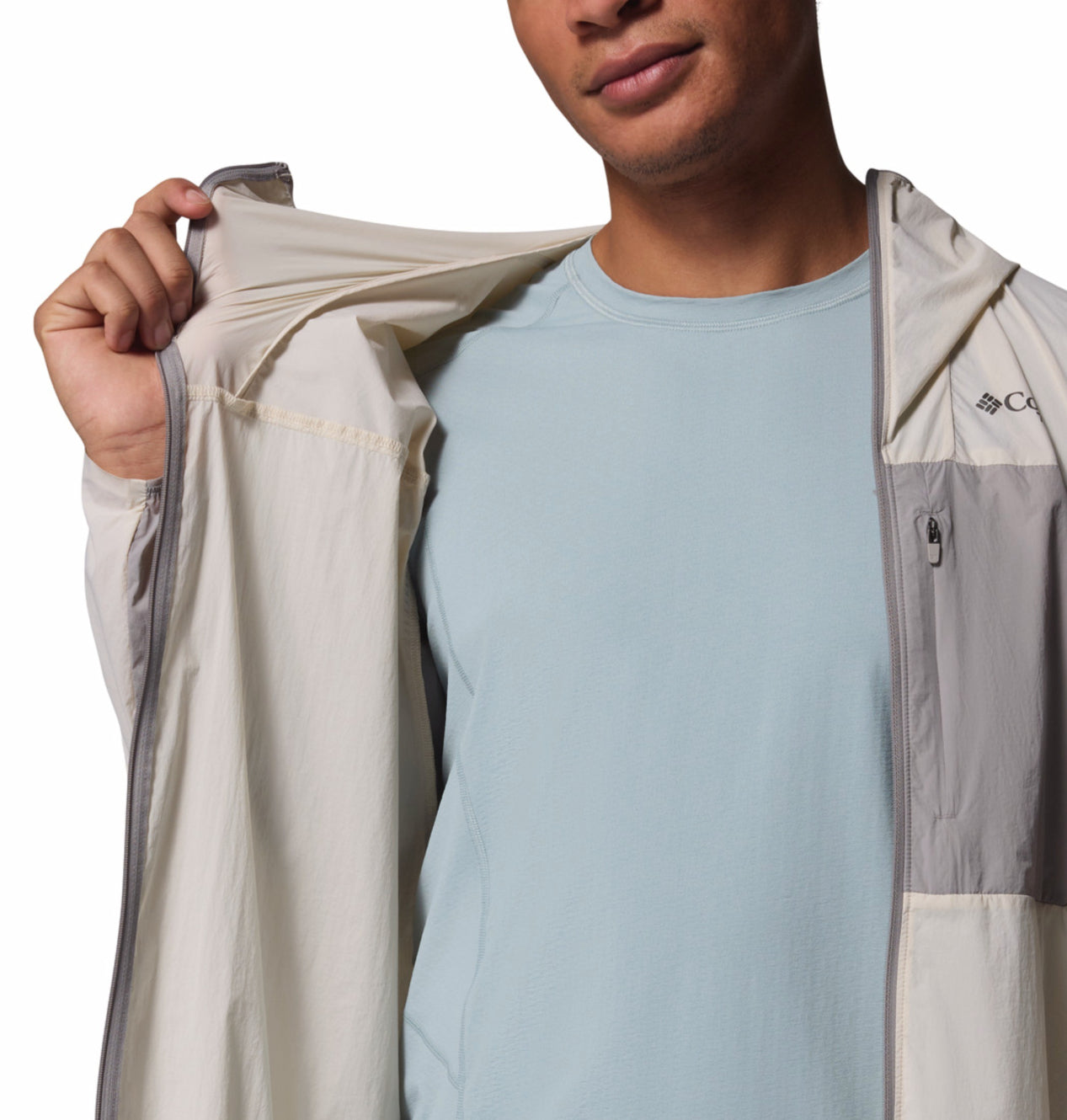 Columbia Men Omni-Shade Khyex Pro Windbreaker Beige Lightweight