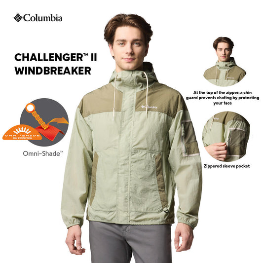 Columbia Mens Green Omni-Shield Challenger II Wind and Water Resistant Jacket
