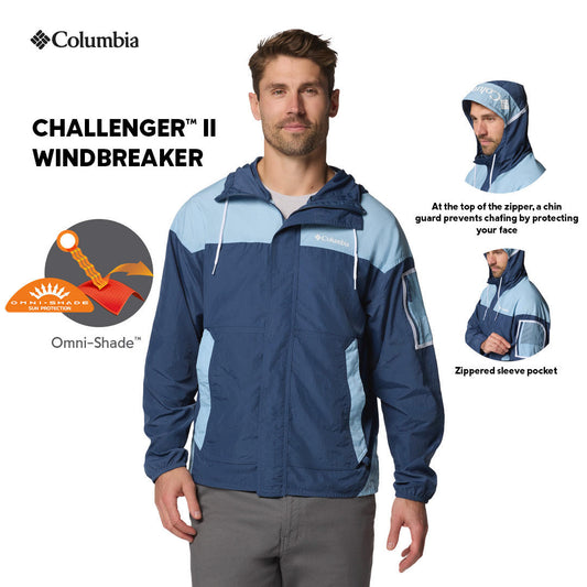 Columbia Mens Navy Blue Omni-Shield Challenger II Wind and Water Resistant Jacket