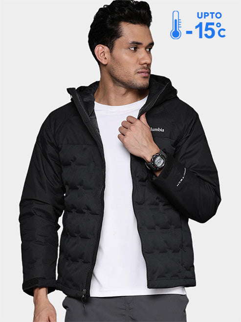 Columbia Men Black Omni-Heat Inifnity Grand Trek II Hooded Down Jacket