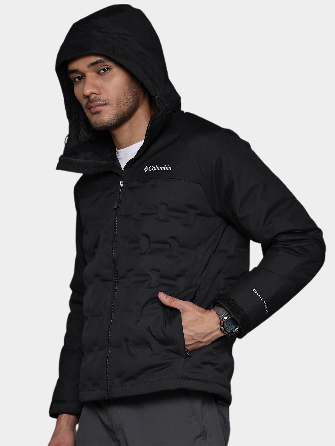 Columbia Men Black Grand Trek II Down Hooded Jacket