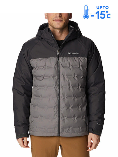 Columbia Men Grey Omni-Heat Inifnity Grand Trek II Hooded Down Jacket