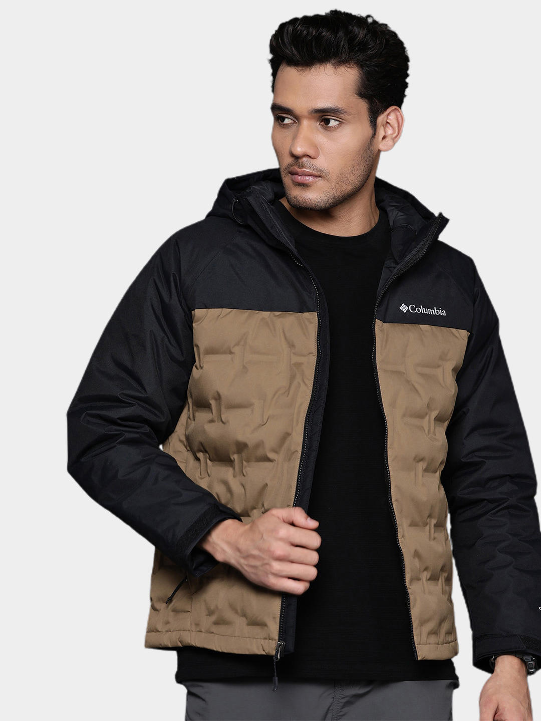 Columbia Men Brown Grand Trek II Down Hooded Jacket