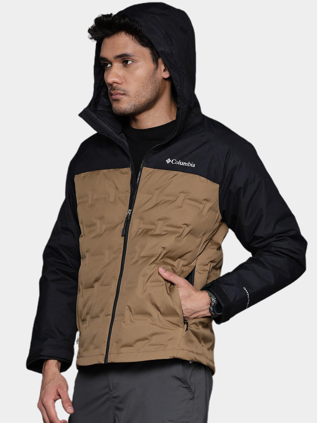 Columbia Men Brown Grand Trek II Down Hooded Jacket
