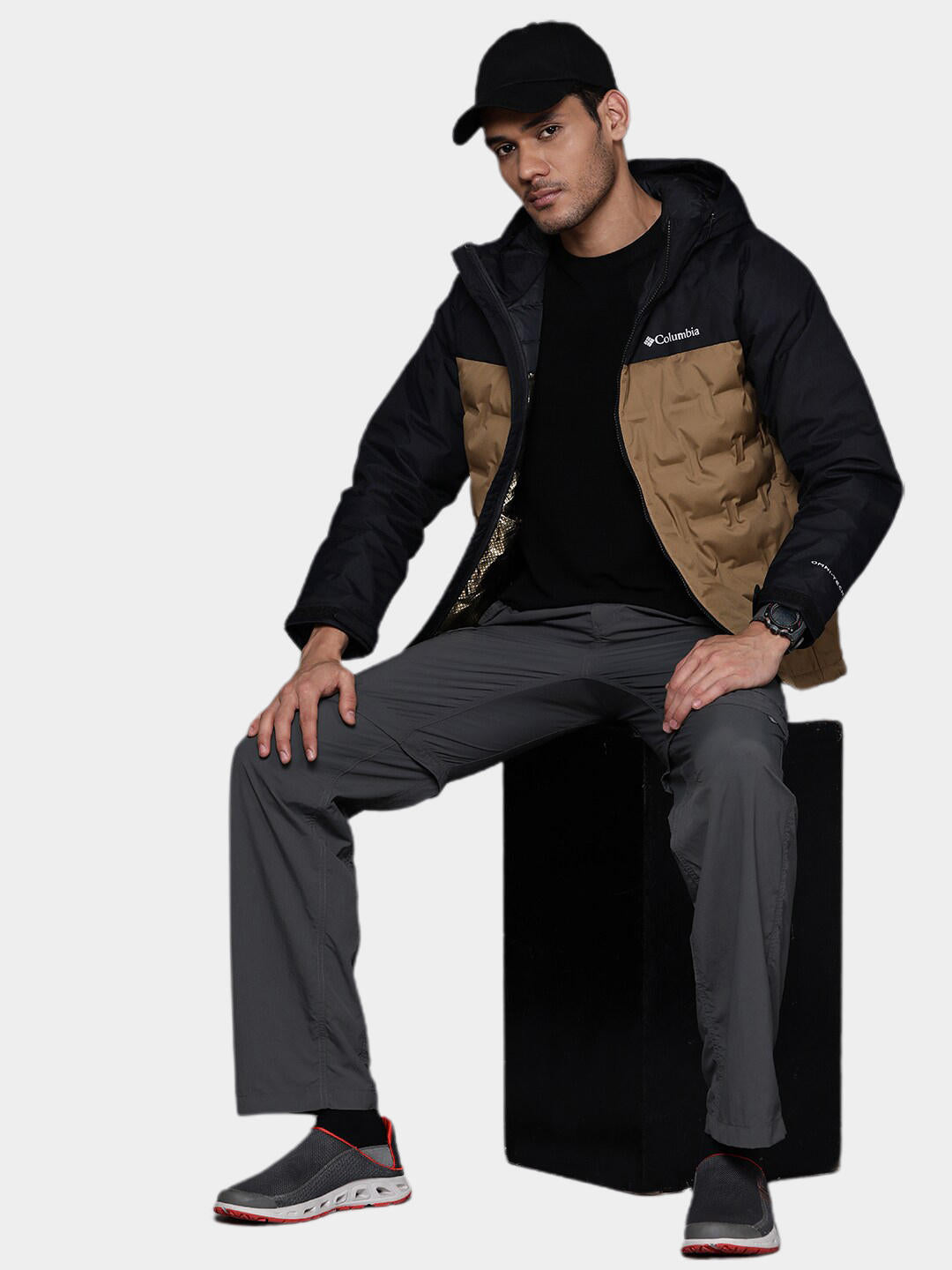 Columbia Men Brown Grand Trek II Down Hooded Jacket
