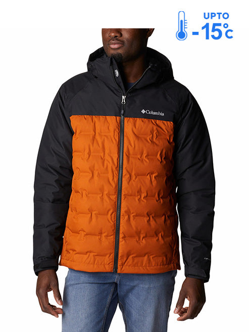 Columbia Men Orange Grand Trek II Down Hooded Jacket