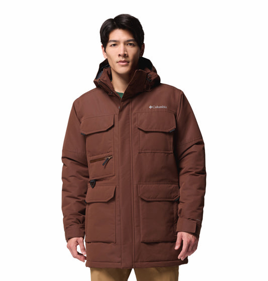 Columbia Men Brown Omni-Heat Inifnity Landroamer II Parka Hooded Down Jacket