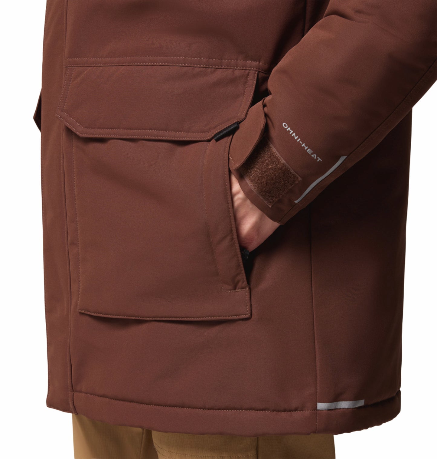 Columbia Men Brown Omni-Heat Inifnity Landroamer II Parka Hooded Down Jacket