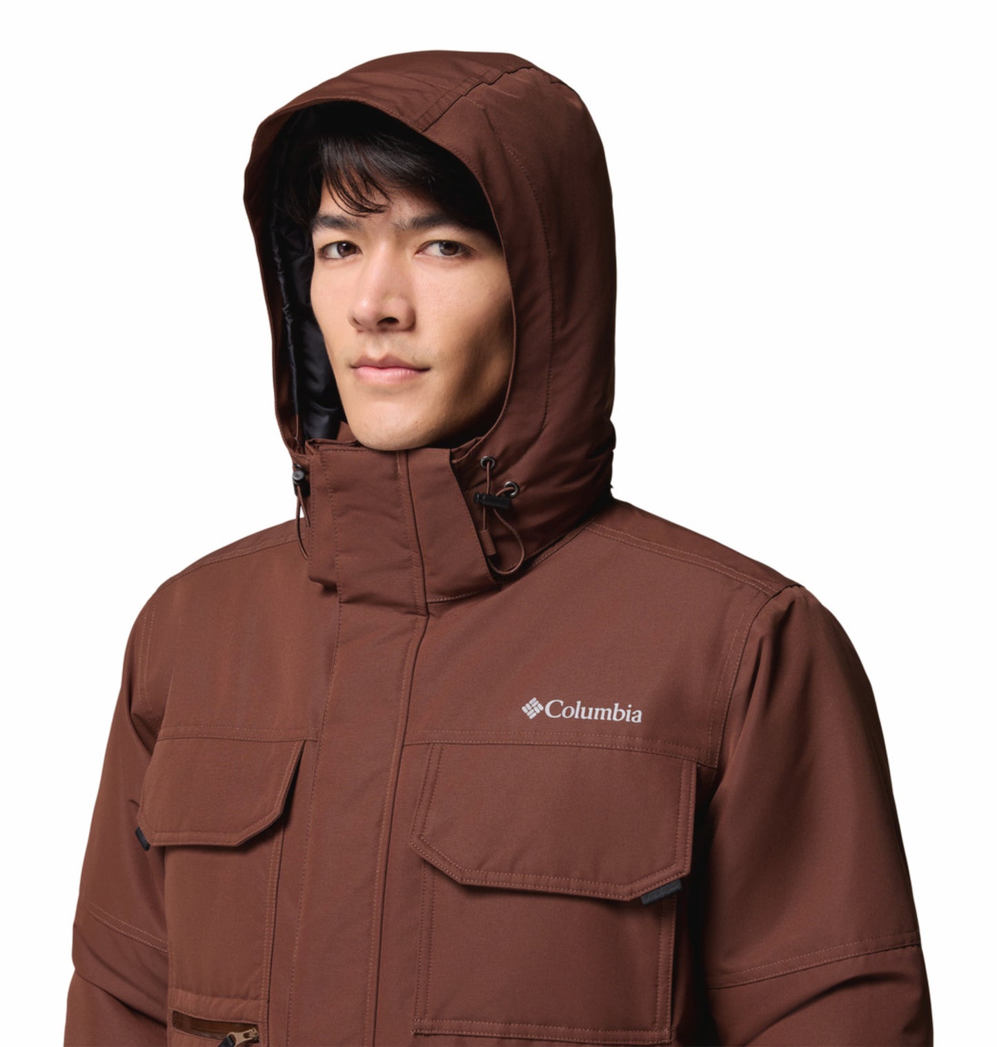 Columbia Men Brown Omni-Heat Inifnity Landroamer II Parka Hooded Down Jacket