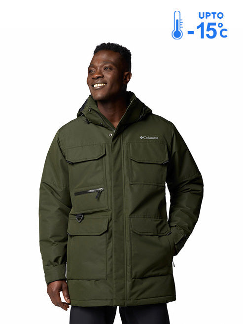 Columbia Men Green Omni-Heat Inifnity Landroamer II Parka Hooded Down Jacket