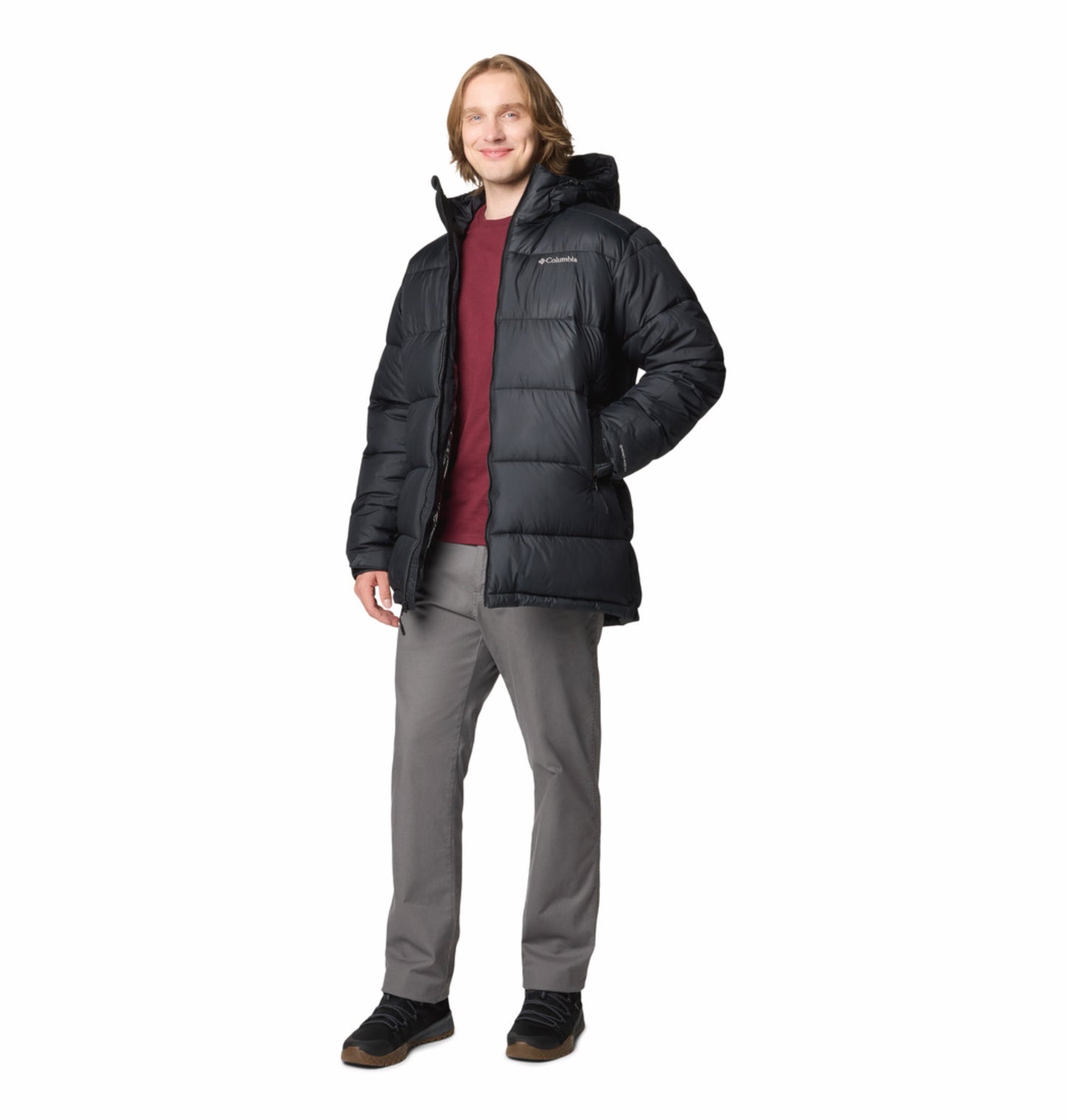 Columbia Men Black Omni-Heat Reflective Pike Lake Parka Hooded Down Jacket
