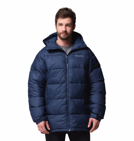 Columbia Men Navy Blue Omni-Heat Reflective Pike Lake Parka Hooded Down Jacket