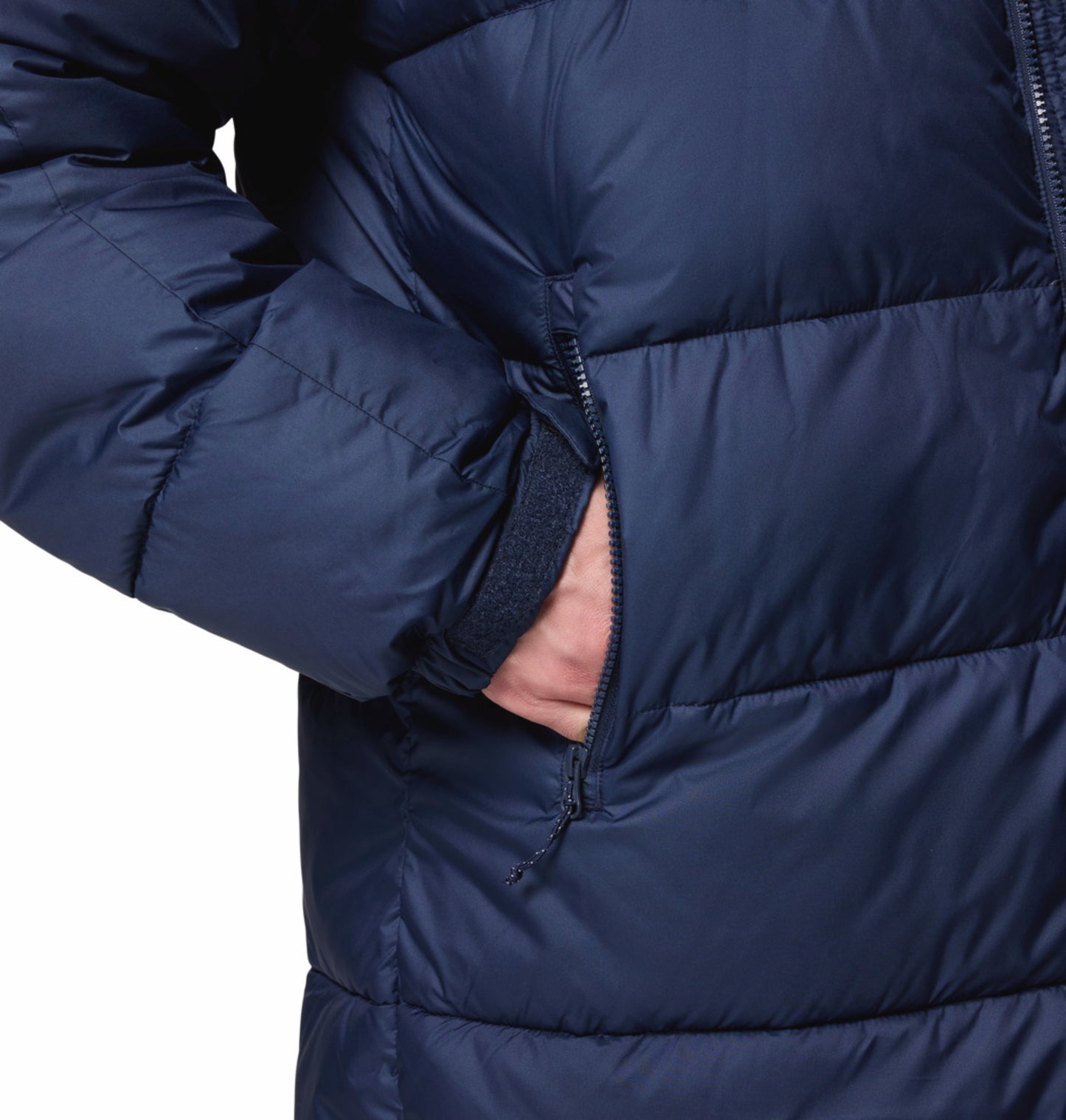 Columbia Men Navy Blue Omni-Heat Reflective Pike Lake Parka Hooded Down Jacket