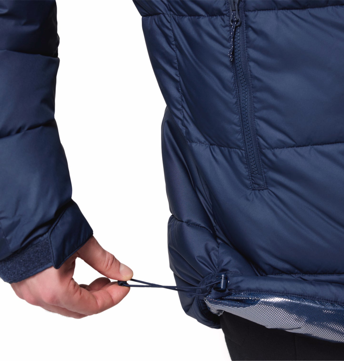 Columbia Men Navy Blue Omni-Heat Reflective Pike Lake Parka Hooded Down Jacket