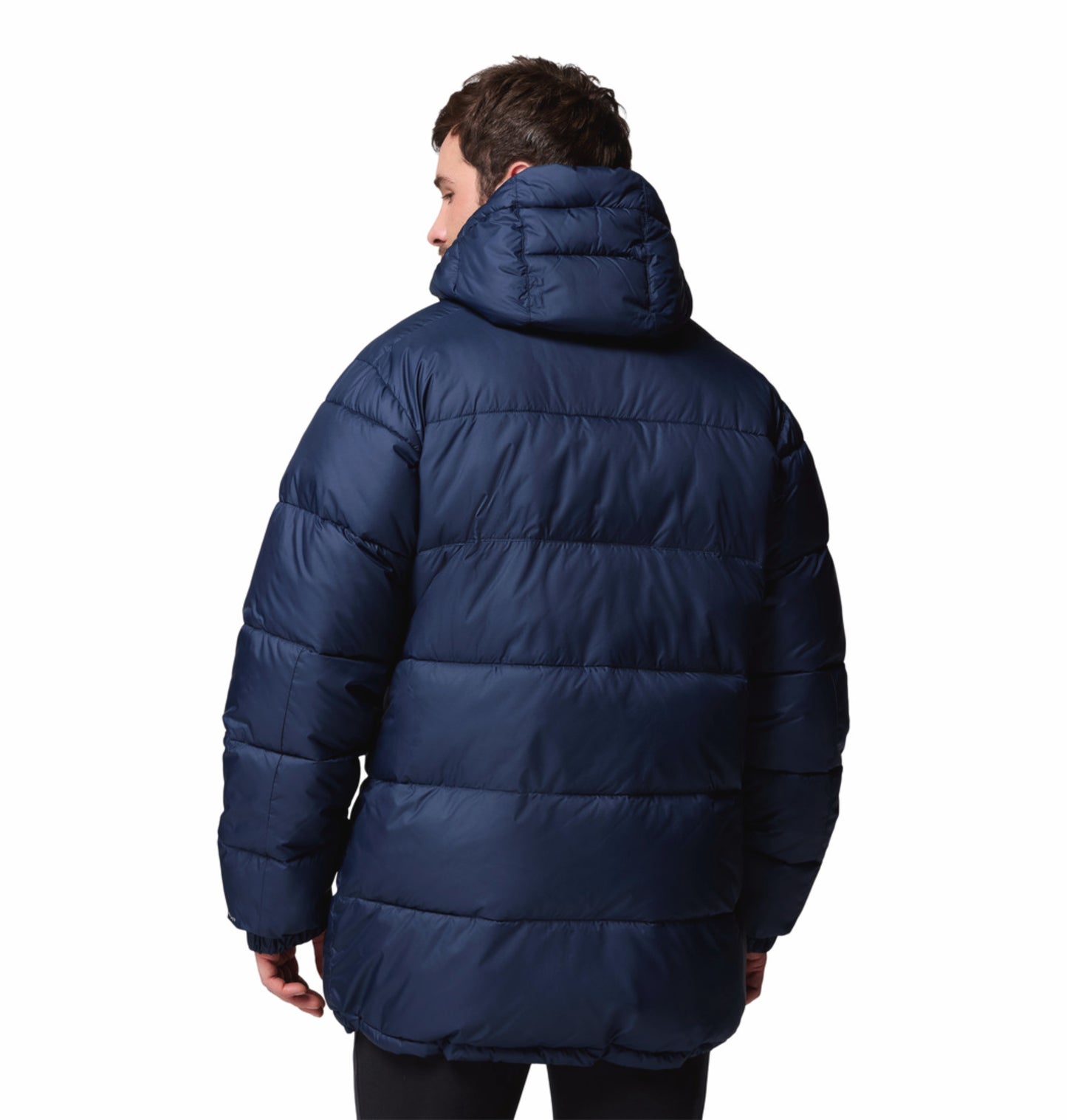 Columbia Men Navy Blue Omni-Heat Reflective Pike Lake Parka Hooded Down Jacket
