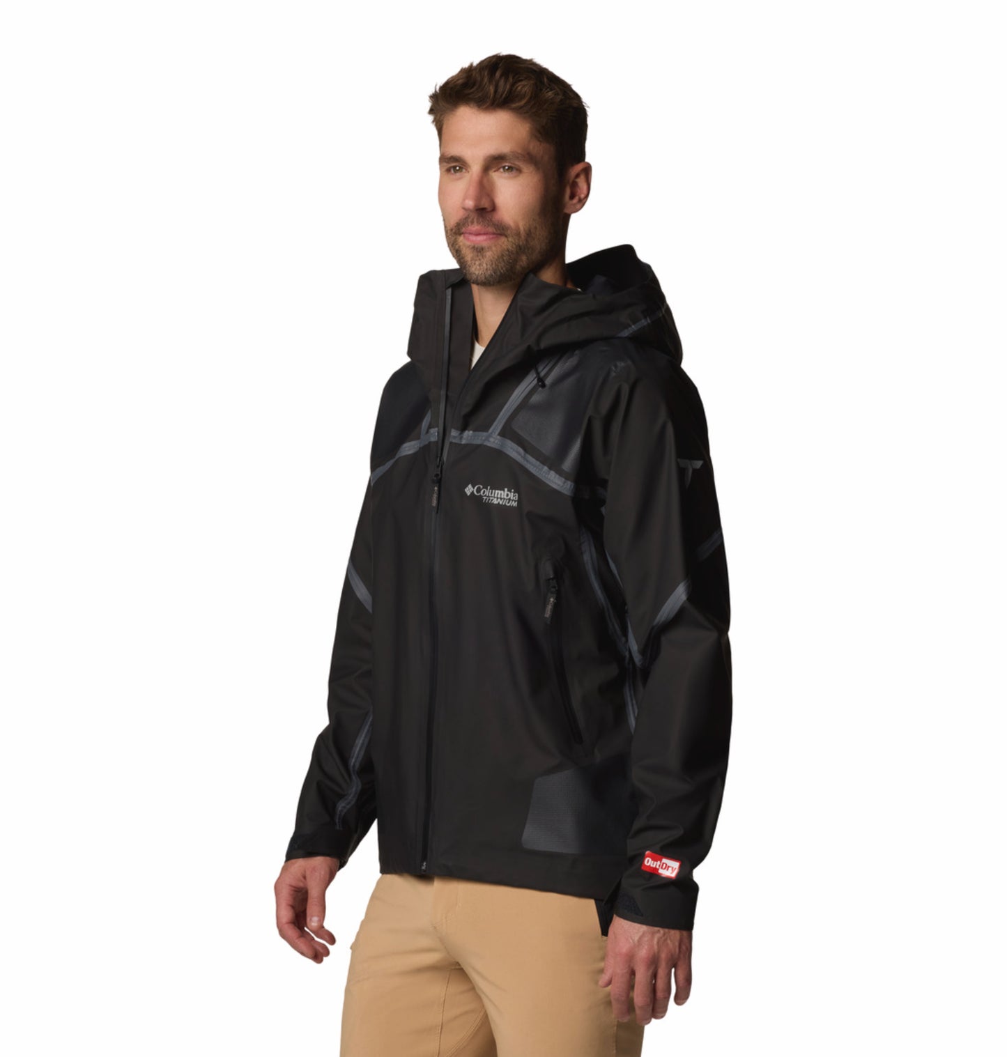 Columbia Men Black OutDry Extreme Whistler Peak Shell Hooded Rain Jacket (Fully Waterproof)