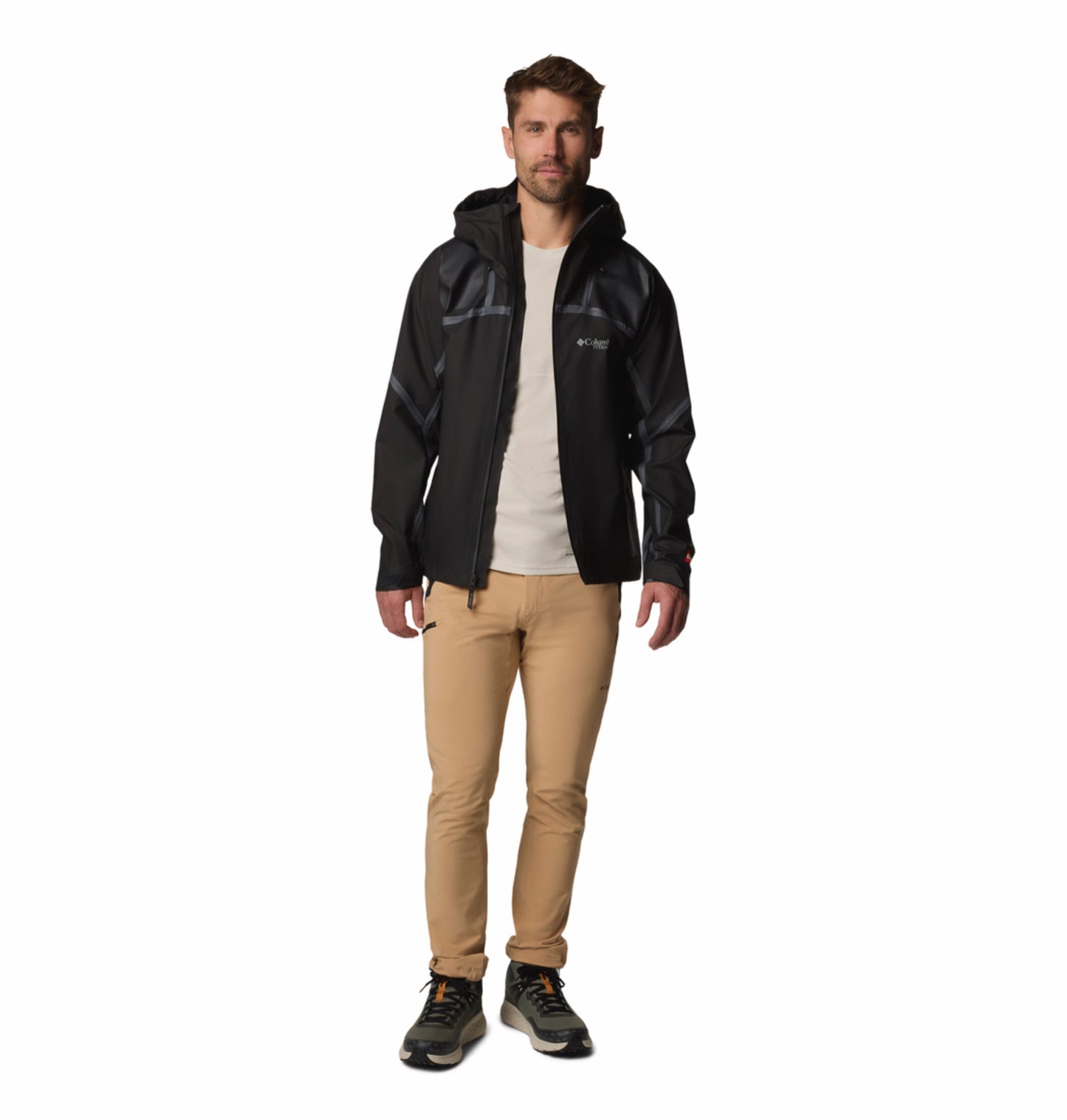 Columbia Men Black OutDry Extreme Whistler Peak Shell Hooded Rain Jacket (Fully Waterproof)