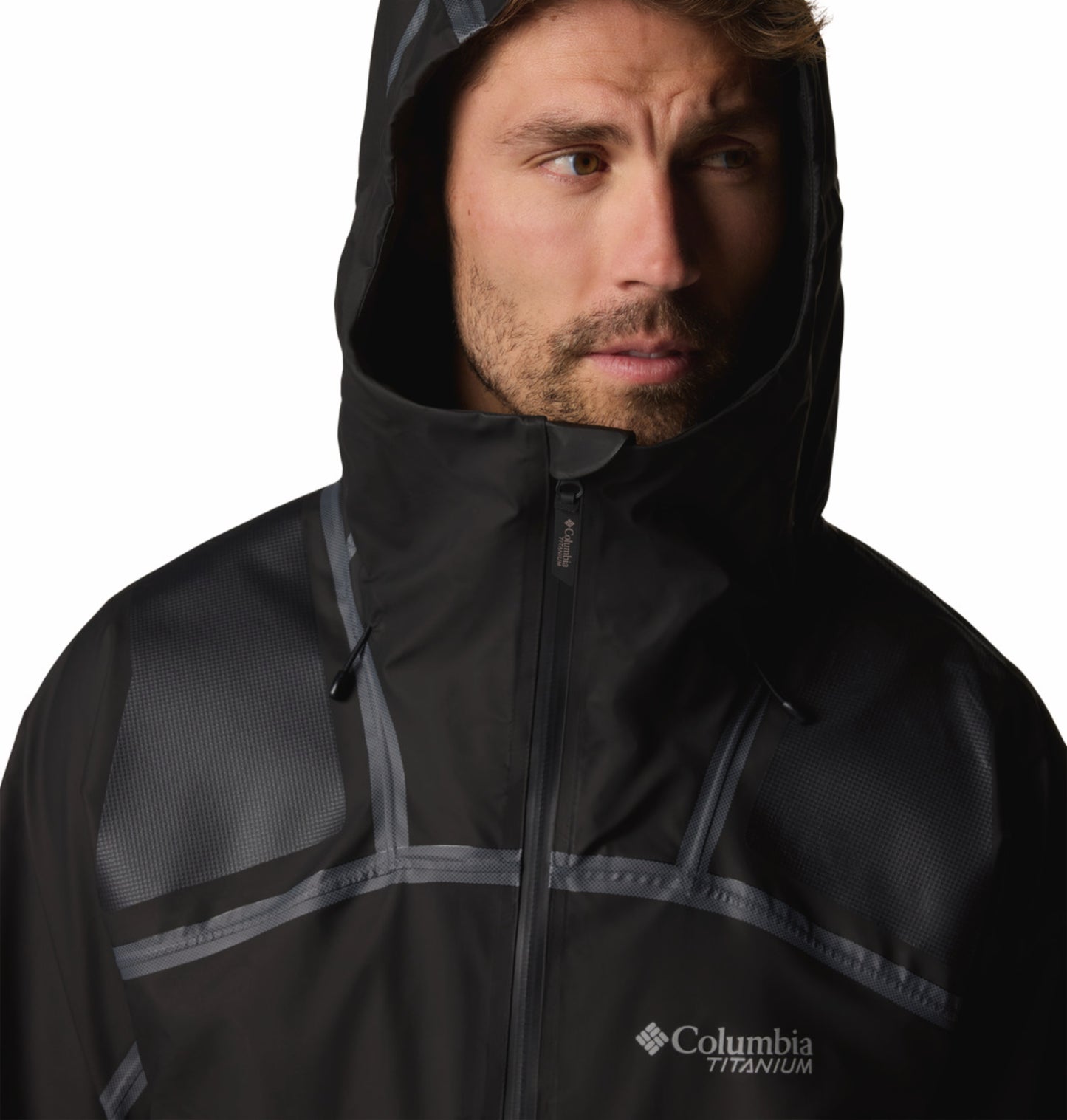 Columbia Men Black OutDry Extreme Whistler Peak Shell Hooded Rain Jacket (Fully Waterproof)