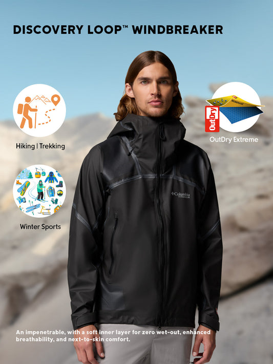 Columbia Men’s Black OutDry Whistler Peak Waterproof Rain Jacket