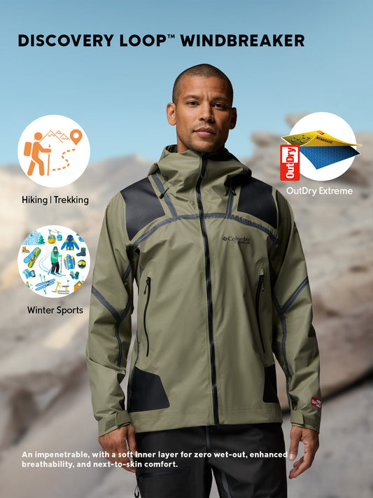 Columbia Men Olive Green OutDry Whistler Peak Shell Jacket
