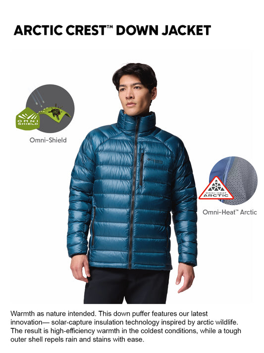 Columbia Men Blue Omni-Heat Arctic Arctic Crest Down Jacket