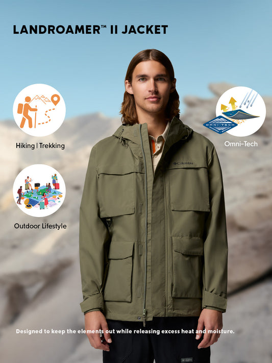 Columbia Men’s Olive Green Omni-Tech Waterproof Landroamer II Rain Jacket