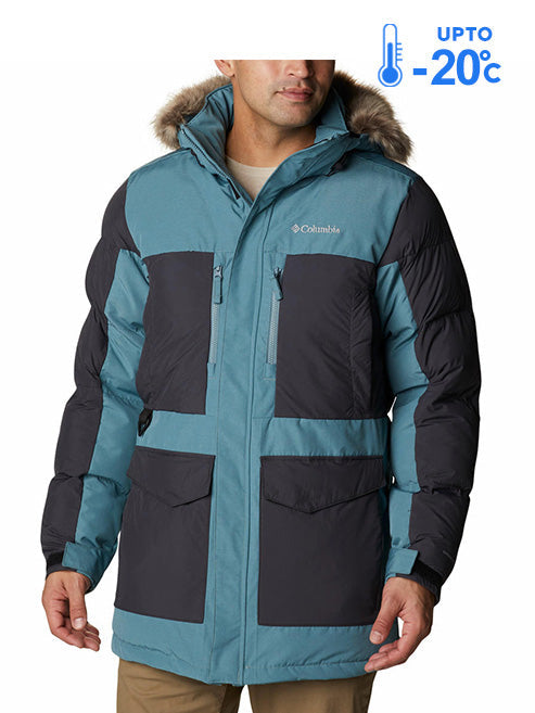 Columbia Men Green Omni-Heat Inifnity Marquam Peak Fusion Parka Hooded Down Jacket