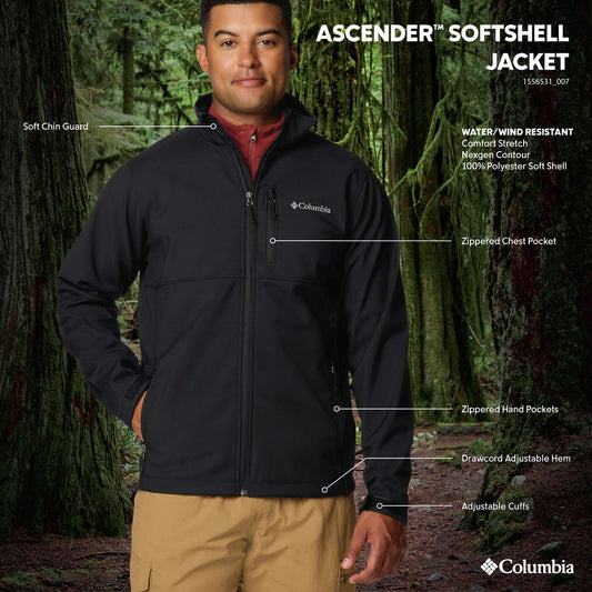 Columbia Mens Black Ascender Softshell Jacket