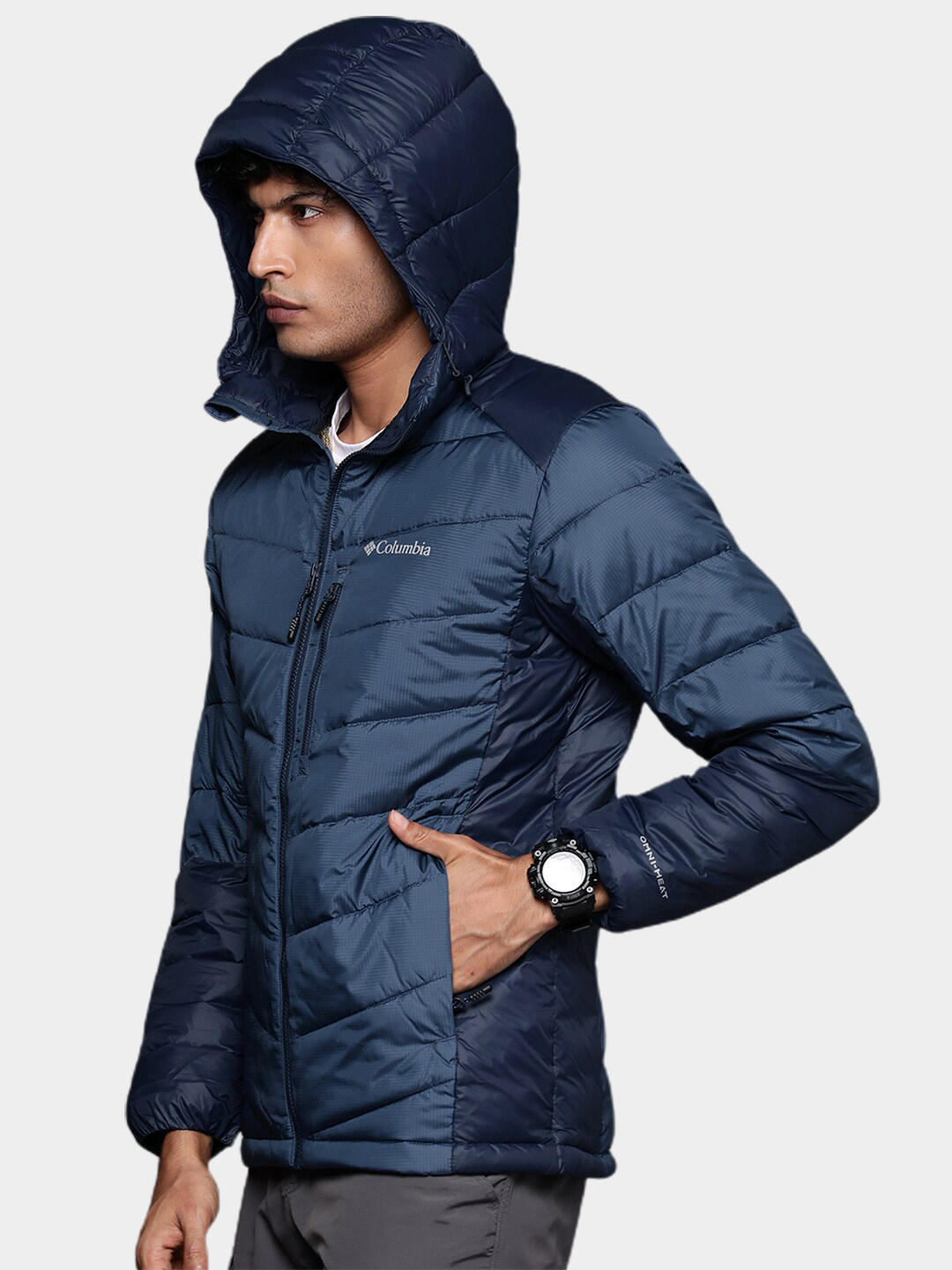 Columbia Men Navy Blue Labyrinth Loop Hooded Jacket