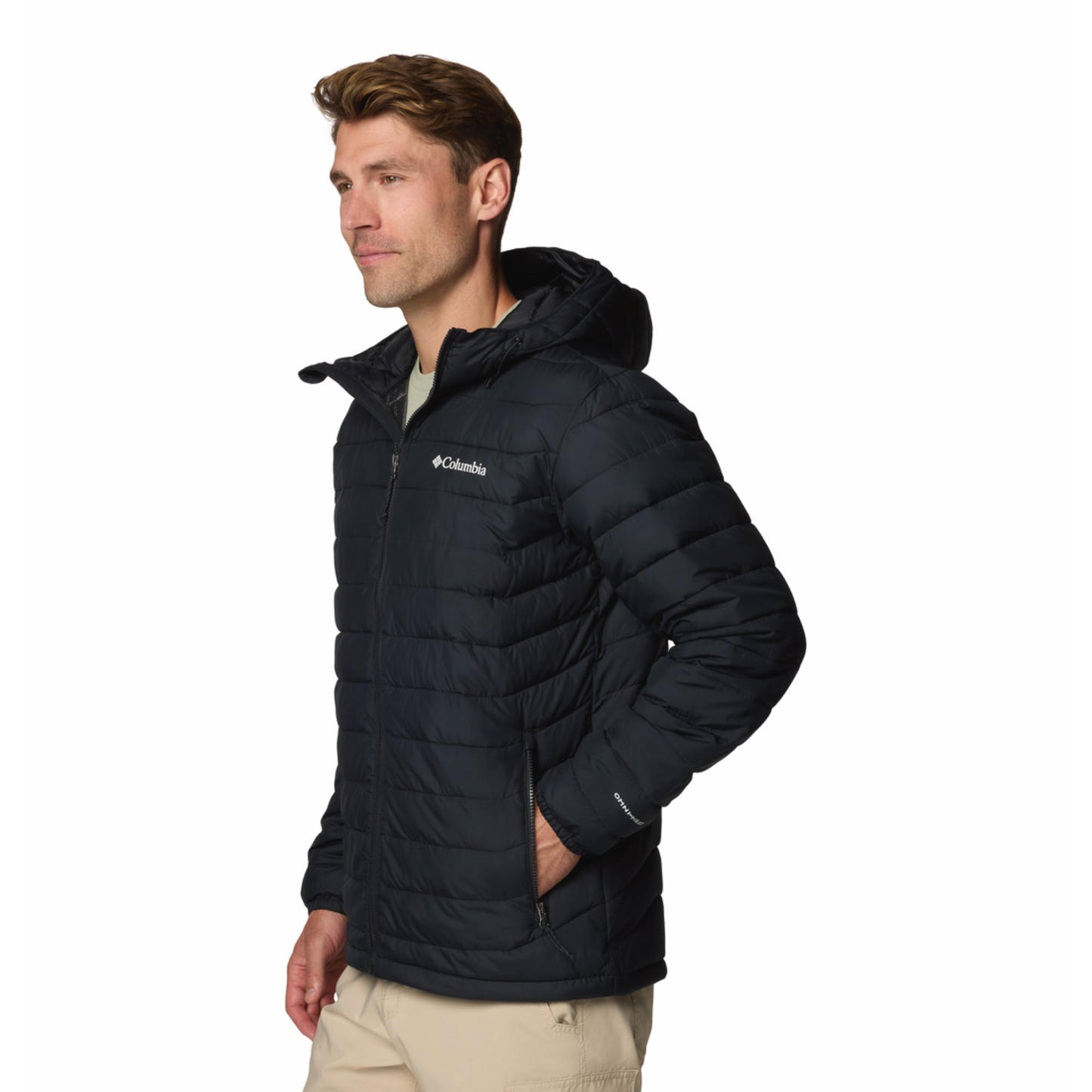 Columbia Men Black Omni-Heat Reflective Powder Lite II Hooded Down Jacket