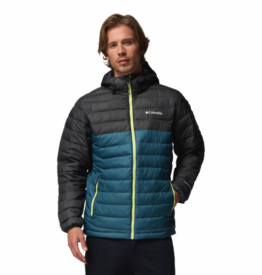 Columbia Men Blue Omni-Heat Reflective Powder Lite II Hooded Down Jacket