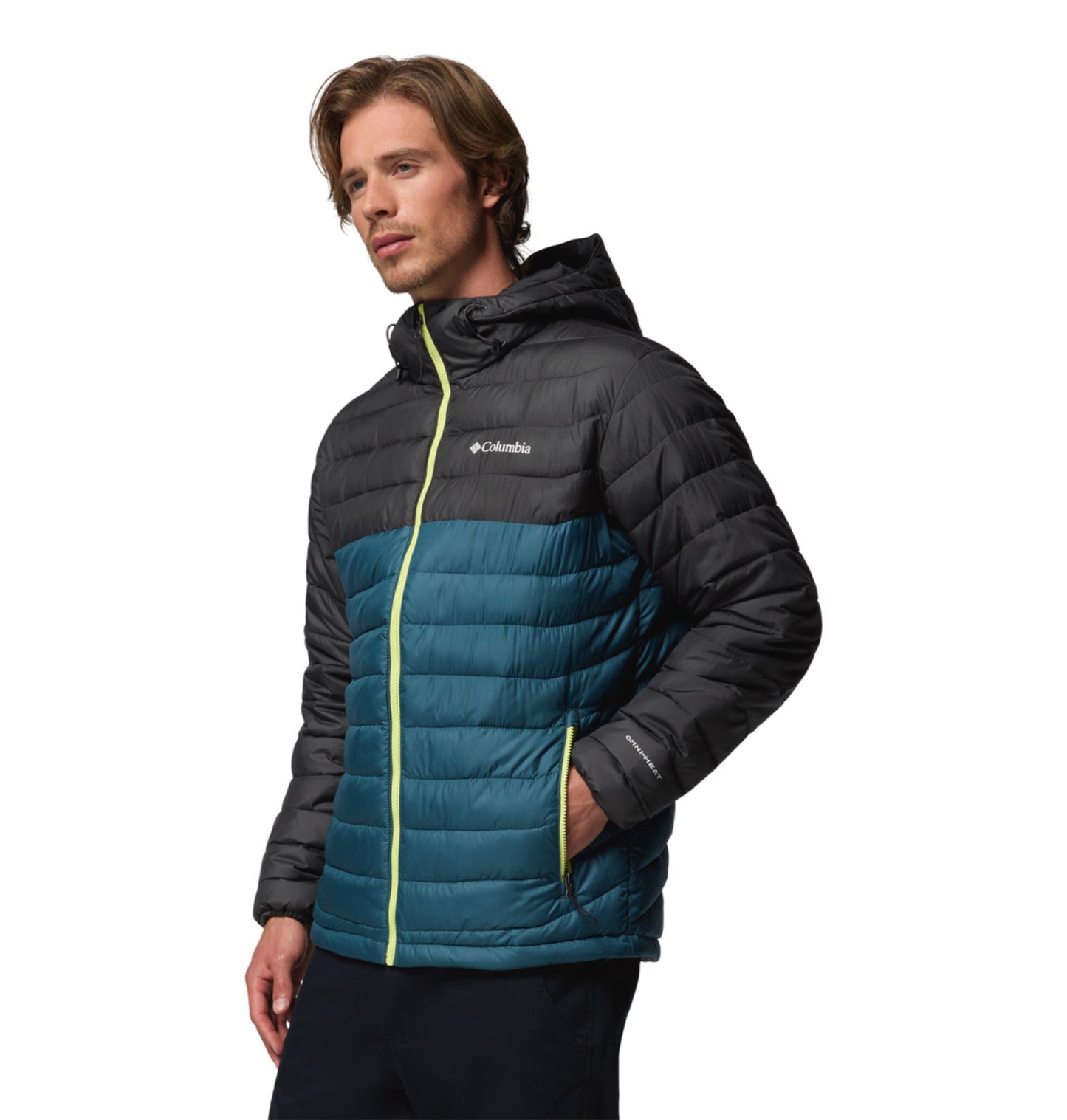 Columbia Men Teal OmniHeat Reflective Powder Lite II Down Jacket