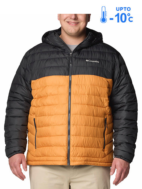 Columbia Men Orange Omni-Heat Reflective Powder Lite II Hooded Down Jacket