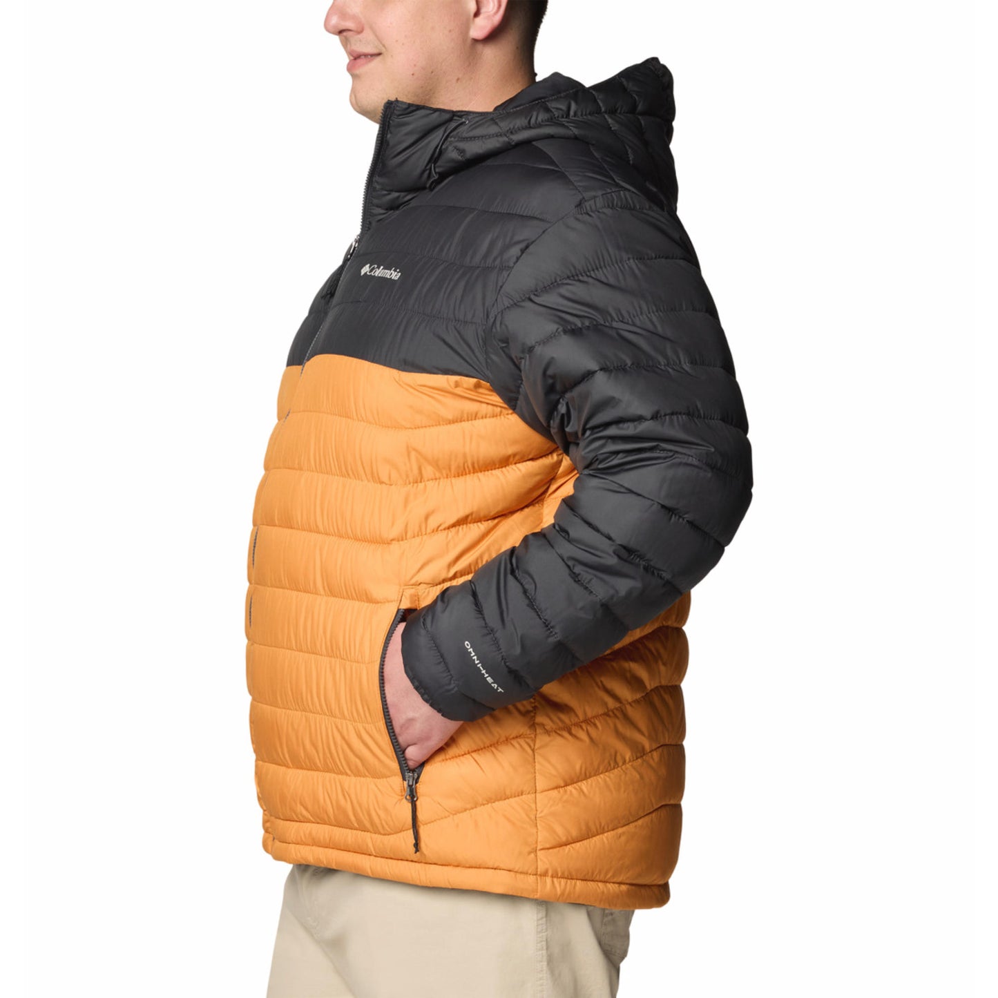 Columbia Men Orange Omni-Heat Reflective Powder Lite II Hooded Down Jacket