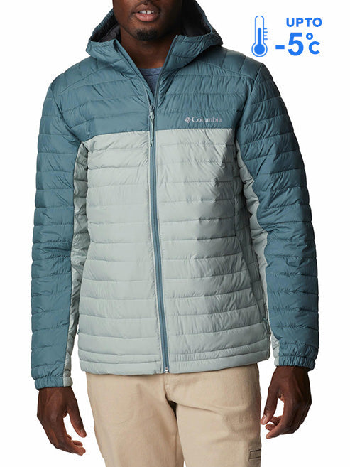 Columbia Men Green Silver Falls Hooded Down Jacket