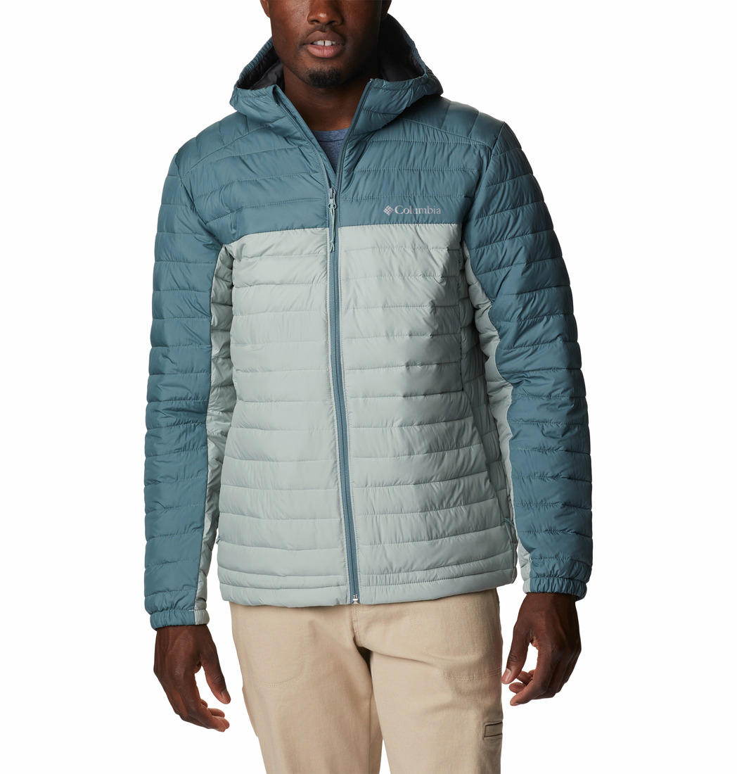 A Men Wearing Columbia Men Green Silver Falls Hooded Jacket