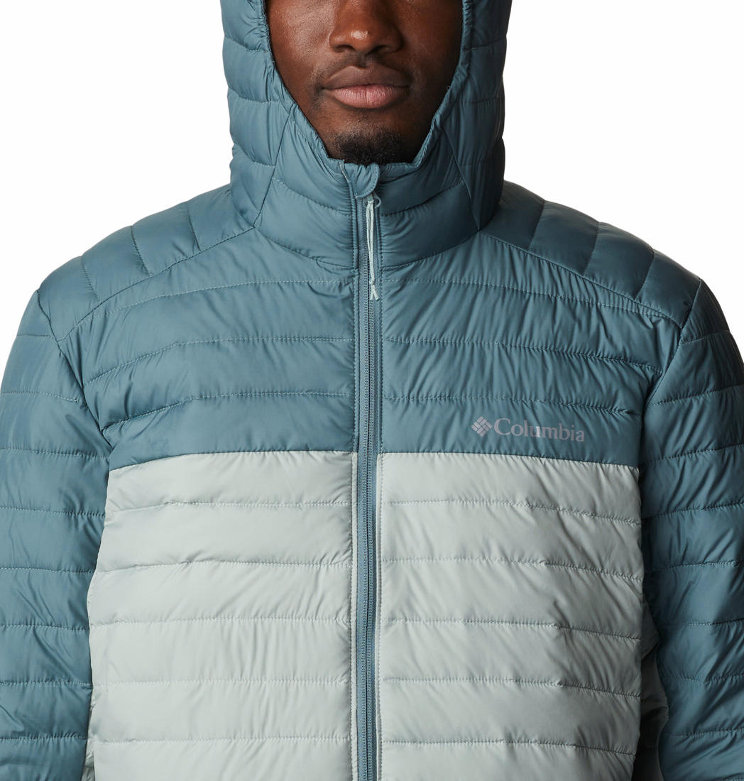 A Men Wearing Columbia Men Green Silver Falls Hooded Jacket