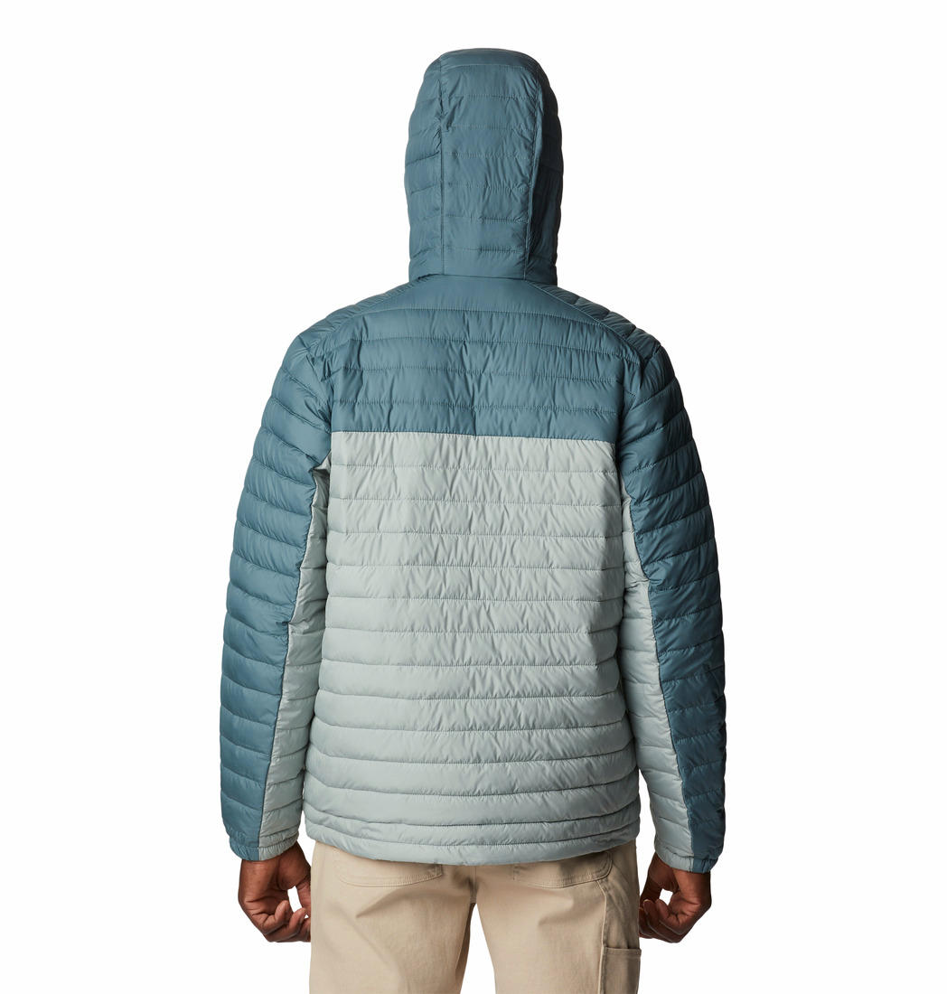 A Men Wearing Columbia Men Green Silver Falls Hooded Jacket