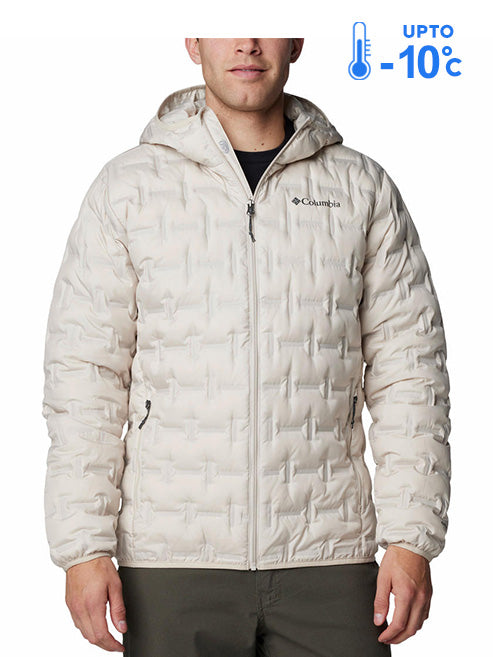 Columbia Men Beige Omni-Heat Reflective Delta Ridge II Hooded Down Jacket