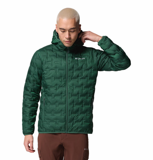 Columbia Men Green Omni-Heat Reflective Delta Ridge II Hooded Down Jacket