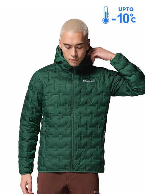 Columbia Men Green Omni-Heat Reflective Delta Ridge II Hooded Down Jacket