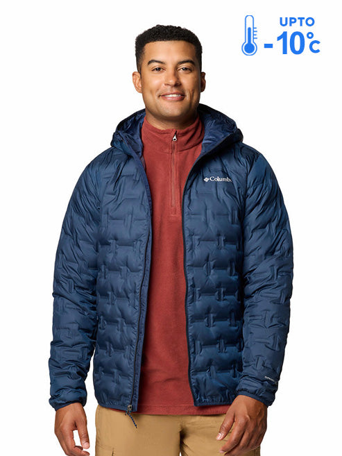 Columbia Men Navy Blue Omni-Heat Reflective Delta Ridge II Hooded Down Jacket
