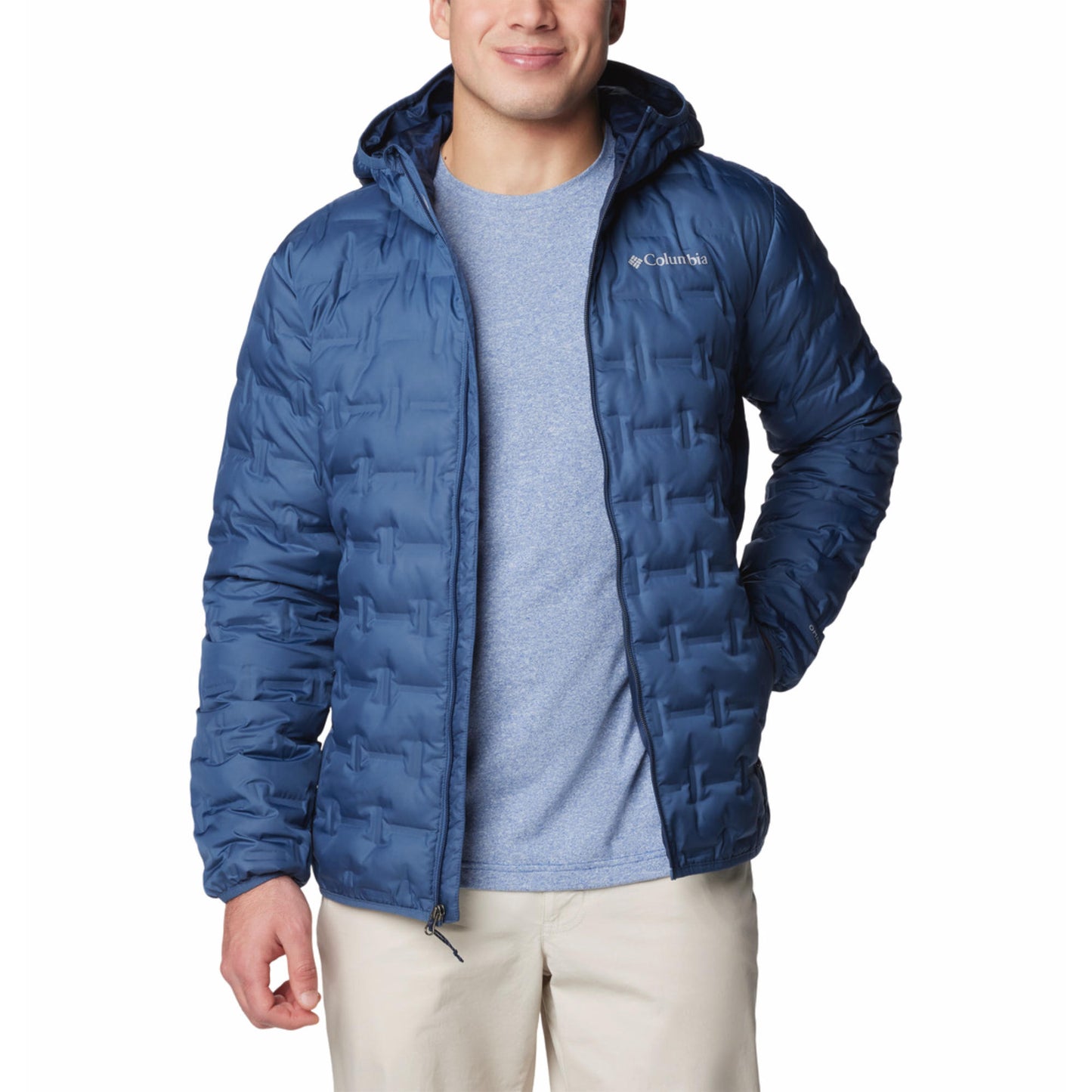 Columbia Men Blue Omni-Heat Reflective Delta Ridge II Hooded Down Jacket