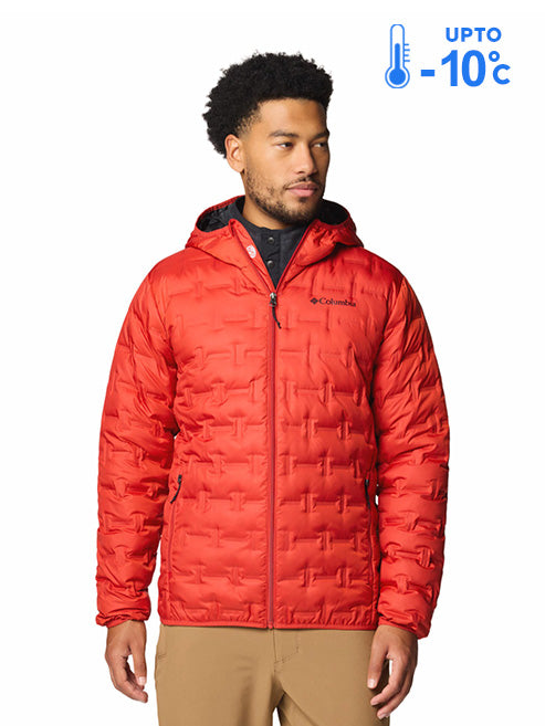 Columbia Men Red Omni-Heat Reflective Delta Ridge II Hooded Down Jacket